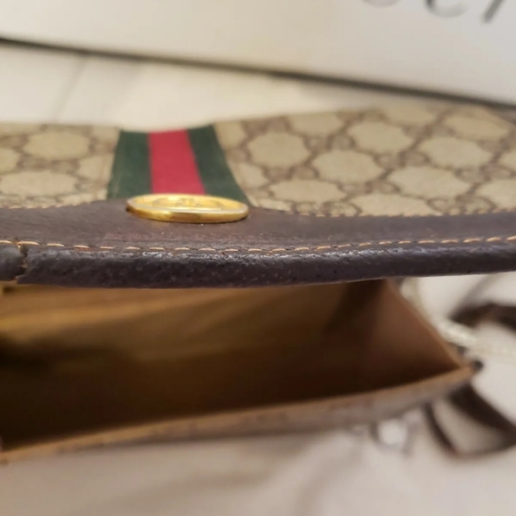 Vintage GUCCI flap saddle shoulder clutch bag GG MONOGRAM - Picture 3 of 8